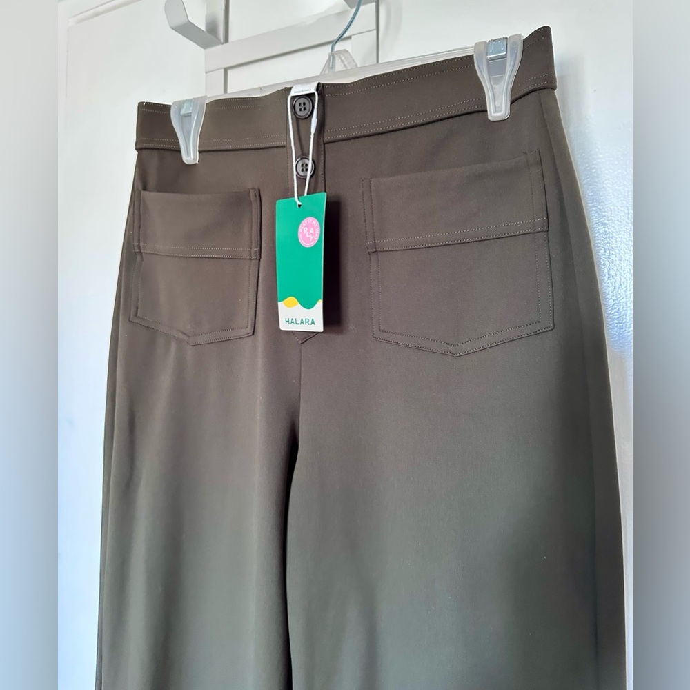 NWT HALARA Dark Green Straight Leg Pants - Picture 3 of 7